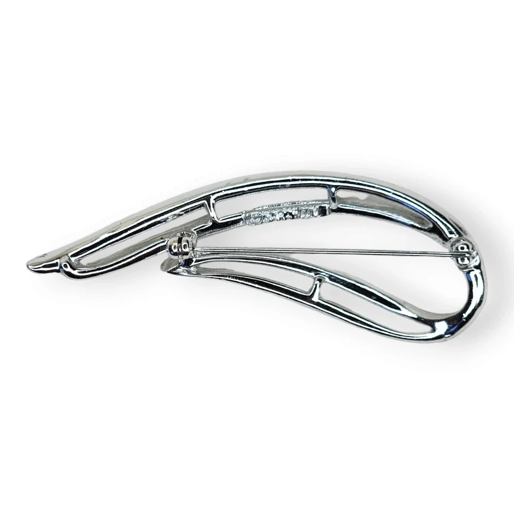 Sarah Coventry Brooch Silver Tone OS Silver Modernist Textured Leaf Pin Vintage
